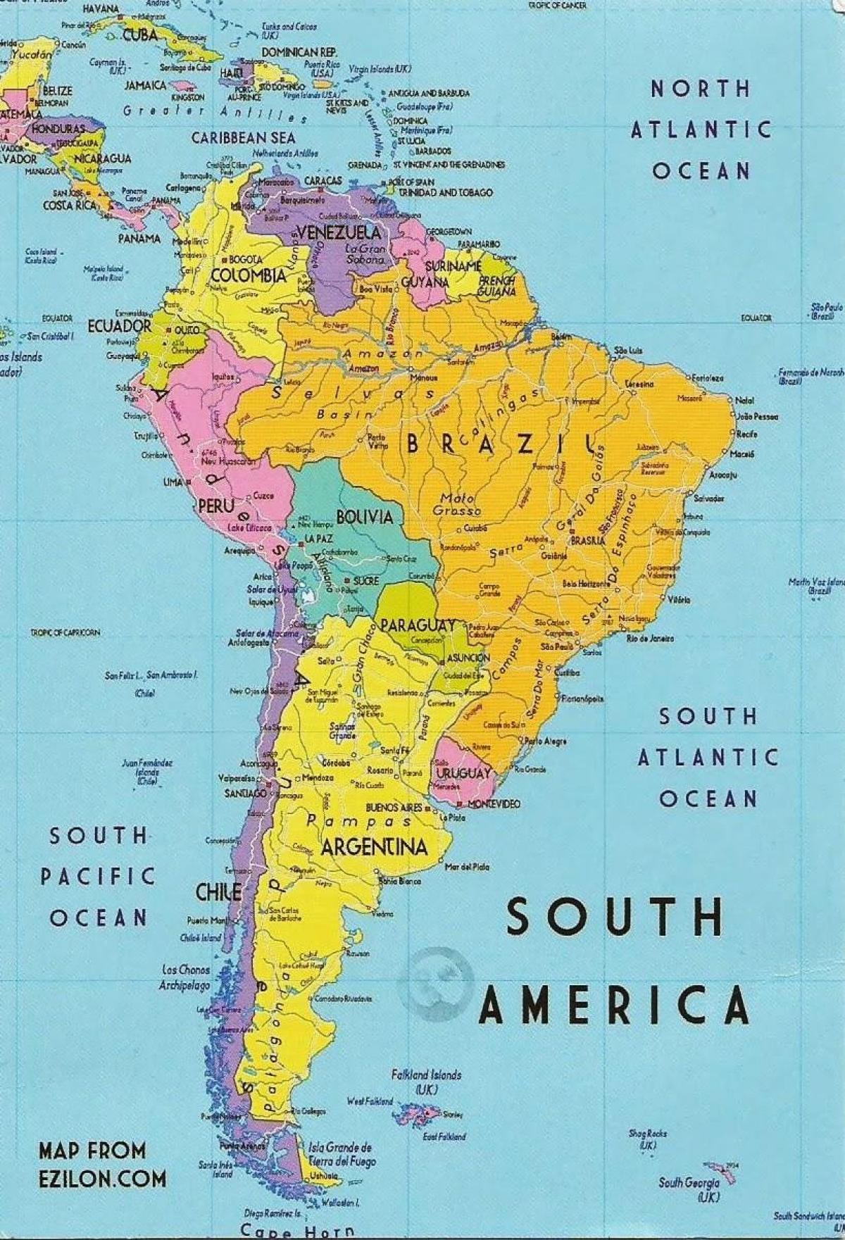 kart Guyana Cənubi Amerika 