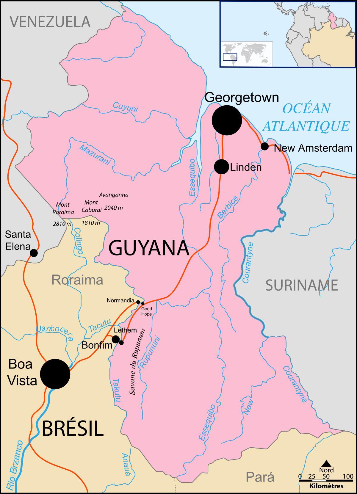 kart Guyana yeri dünya