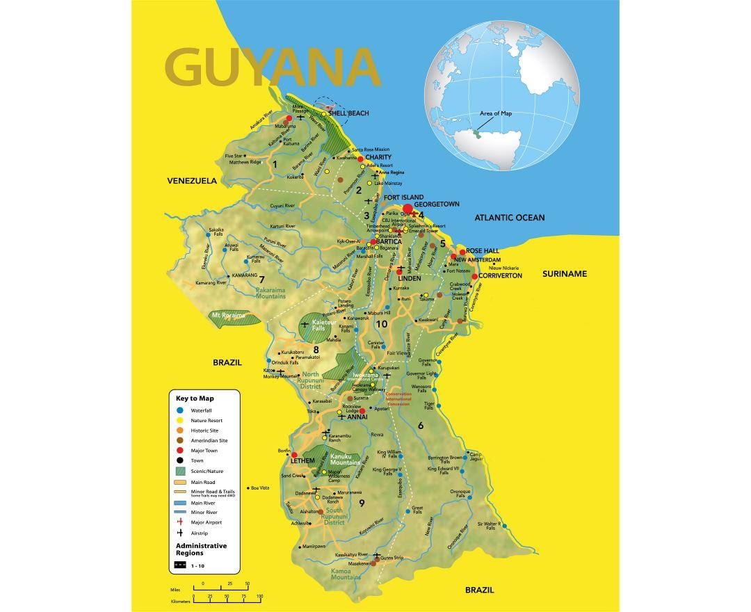 kart Guyana yer xəritəsi