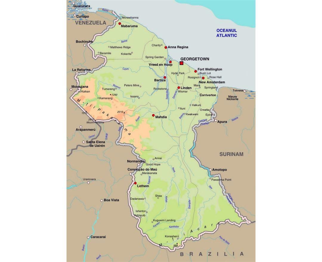 kart Guyana göstərən şəhərlərdə