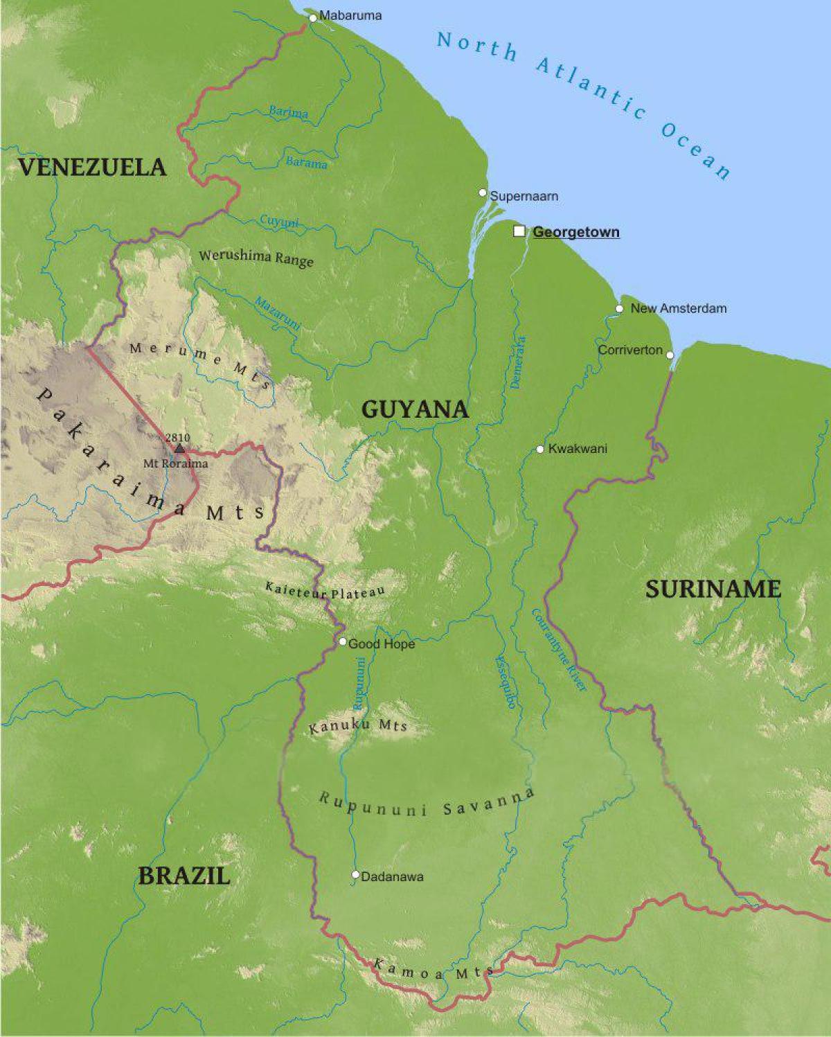 kart Guyana göstərən aşağı sahil düzənliyi