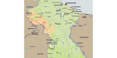 Kart Guyana göstərən şəhərlərdə