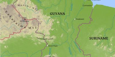 Kart Guyana göstərən aşağı sahil düzənliyi