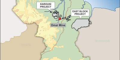 Kart Guyana göstərilir mineral resurslar